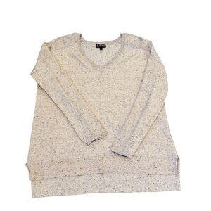 Poof! Women's Speckled Pink Cream V-Neck Sweater